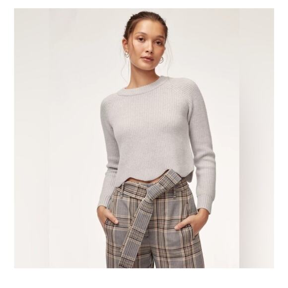 Aritzia Wilfred Sardou Sweater Heather Birch XS Made in Italy 100% Wool - Picture 1 of 12